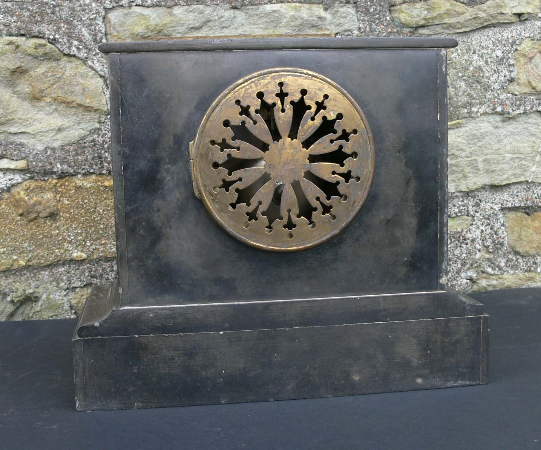 Henry Marc 19c Slate & Marble Mantle 8 day Clock